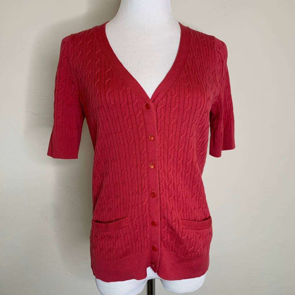 Talbots Pink Fitted Cardigan Sweater Medium